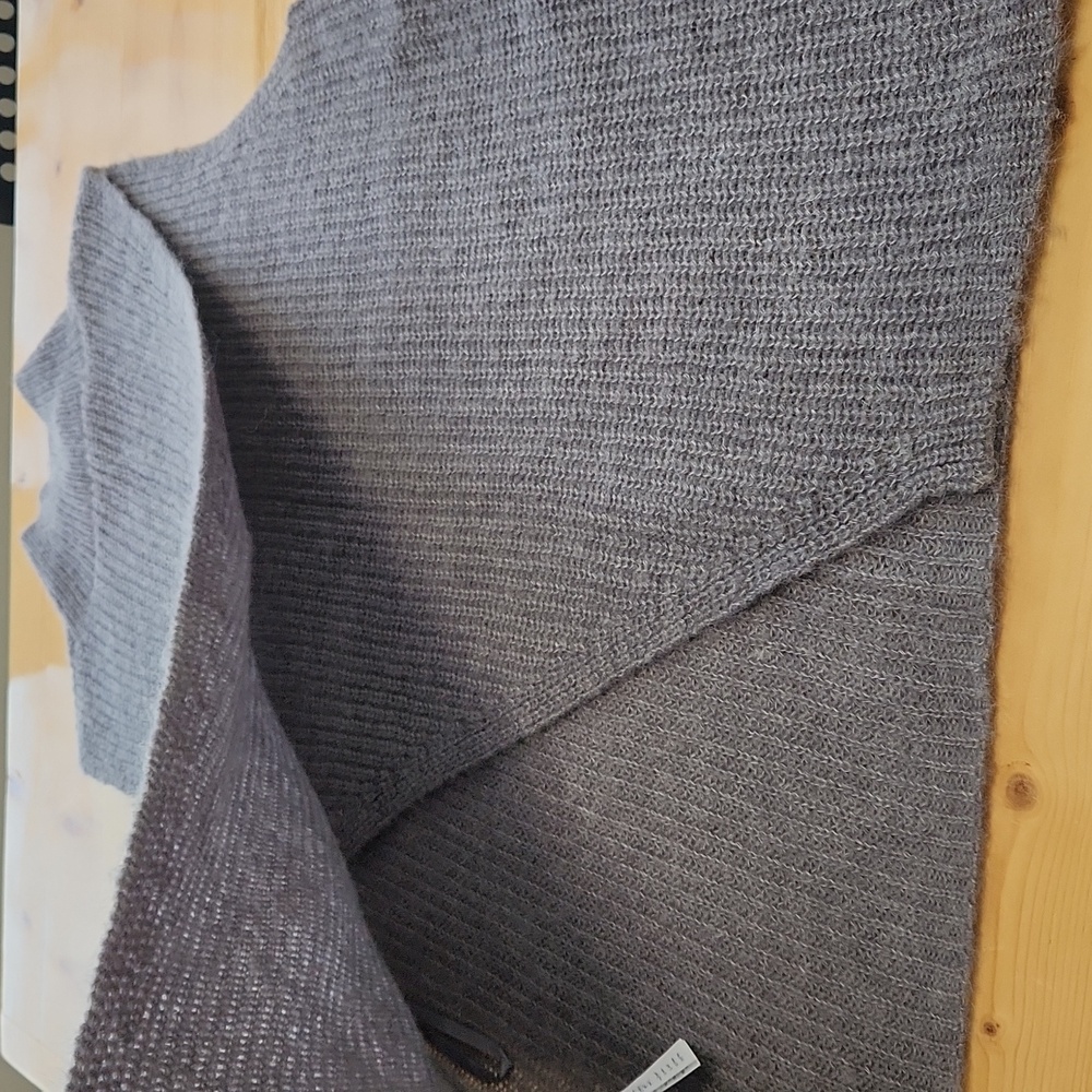 French Connection Crossback Mock Neck Sleeveless Sweater Gray Wool Blend L - Picture 11 of 13